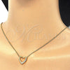 Collares con Dije 04.336.0091.2.16 Plata Rodinada, Diseño de Corazón, con Zirconia Cubica Blanca, Pulido, Tono Dorado (Grosor 02 MM, 16 Pulgadas de Largo)
