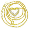 Collares con Dije 04.336.0091.2.16 Plata Rodinada, Diseño de Corazón, con Zirconia Cubica Blanca, Pulido, Tono Dorado (Grosor 02 MM, 16 Pulgadas de Largo)