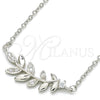Collares con Dije 04.336.0092.16 Plata Rodinada, Diseño de Oja, con Zirconia Cubica Blanca, Pulido, Rodinado (Grosor 01 MM, 16 Pulgadas de Largo)