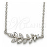 Collares con Dije 04.336.0092.16 Plata Rodinada, Diseño de Oja, con Zirconia Cubica Blanca, Pulido, Rodinado (Grosor 01 MM, 16 Pulgadas de Largo)