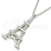 Collares con Dije 04.336.0093.16 Plata Rodinada, Diseño de Torre Eiffel, con Zirconia Cubica Blanca, Pulido, Rodinado (Grosor 01 MM, 16 Pulgadas de Largo)