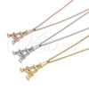Collares con Dije 04.336.0093.2.16 Plata Rodinada, Diseño de Torre Eiffel, con Blanca Zirconia Cubica, Pulido, Tono Dorado (01 MM Thickness, 16 Inches Length)