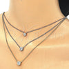Collares con Dije 04.336.0095.16 Plata Rodinada, con Zirconia Cubica Blanca, Pulido, Tres Tonos (Grosor 02 MM, 16 Pulgadas de Largo)
