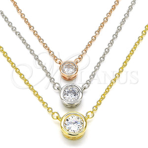 Collares con Dije 04.336.0095.16 Plata Rodinada, con Zirconia Cubica Blanca, Pulido, Tres Tonos (Grosor 02 MM, 16 Pulgadas de Largo)