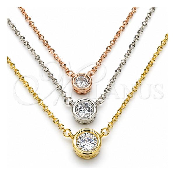 Collares con Dije 04.336.0095.16 Plata Rodinada, con Zirconia Cubica Blanca, Pulido, Tres Tonos (Grosor 02 MM, 16 Pulgadas de Largo)