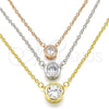 Collares con Dije 04.336.0095.16 Plata Rodinada, con Zirconia Cubica Blanca, Pulido, Tres Tonos (Grosor 02 MM, 16 Pulgadas de Largo)