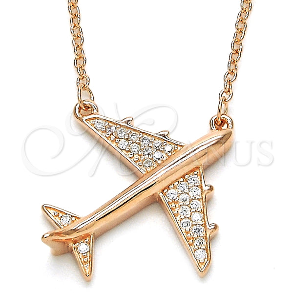 Collares con Dije 04.336.0051.1.16 Plata Rodinada, con Micro Pave Blanca, Pulido, Tono Rosado (Grosor 02 MM, 16 Pulgadas de Largo)