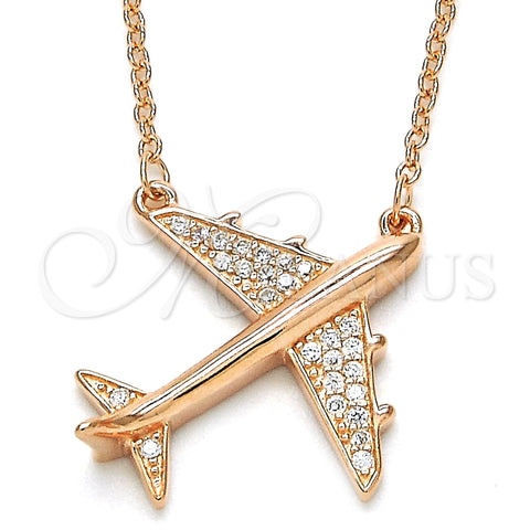 Collares con Dije 04.336.0051.1.16 Plata Rodinada, con Micro Pave Blanca, Pulido, Tono Rosado (Grosor 02 MM, 16 Pulgadas de Largo)