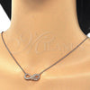 Collares con Dije 04.336.0097.1.16 Plata Rodinada, Diseño de Infinito y Amor, con Zirconia Cubica Blanca, Pulido, Tono Rosado (Grosor 02 MM, 16 Pulgadas de Largo)
