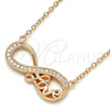 Collares con Dije 04.336.0097.1.16 Plata Rodinada, Diseño de Infinito y Amor, con Zirconia Cubica Blanca, Pulido, Tono Rosado (Grosor 02 MM, 16 Pulgadas de Largo)
