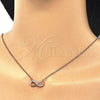 Collares con Dije 04.336.0099.1.16 Plata Rodinada, Diseño de Infinito, con Zirconia Cubica Blanca, Pulido, Tono Rosado (Grosor 01 MM, 16 Pulgadas de Largo)