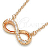 Collares con Dije 04.336.0099.1.16 Plata Rodinada, Diseño de Infinito, con Zirconia Cubica Blanca, Pulido, Tono Rosado (Grosor 01 MM, 16 Pulgadas de Largo)