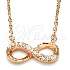 Collares con Dije 04.336.0099.1.16 Plata Rodinada, Diseño de Infinito, con Zirconia Cubica Blanca, Pulido, Tono Rosado (Grosor 01 MM, 16 Pulgadas de Largo)