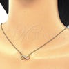 Collares con Dije 04.336.0099.2.16 Plata Rodinada, Diseño de Infinito, con Zirconia Cubica Blanca, Pulido, Tono Dorado (Grosor 01 MM, 16 Pulgadas de Largo)