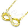 Collares con Dije 04.336.0099.2.16 Plata Rodinada, Diseño de Infinito, con Zirconia Cubica Blanca, Pulido, Tono Dorado (Grosor 01 MM, 16 Pulgadas de Largo)