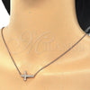 Collares con Dije 04.336.0100.1.16 Plata Rodinada, Diseño de Cruz, con Micro Pave Blanca, Pulido, Tono Rosado (Grosor 01 MM, 16 Pulgadas de Largo)