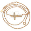 Collares con Dije 04.336.0100.1.16 Plata Rodinada, Diseño de Cruz, con Micro Pave Blanca, Pulido, Tono Rosado (Grosor 01 MM, 16 Pulgadas de Largo)