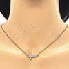 Collares con Dije 04.336.0100.2.16 Plata Rodinada, Diseño de Cruz, con Micro Pave Blanca, Pulido, Tono Dorado (Grosor 01 MM, 16 Pulgadas de Largo)