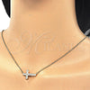Collares con Dije 04.336.0100.2.16 Plata Rodinada, Diseño de Cruz, con Micro Pave Blanca, Pulido, Tono Dorado (Grosor 01 MM, 16 Pulgadas de Largo)