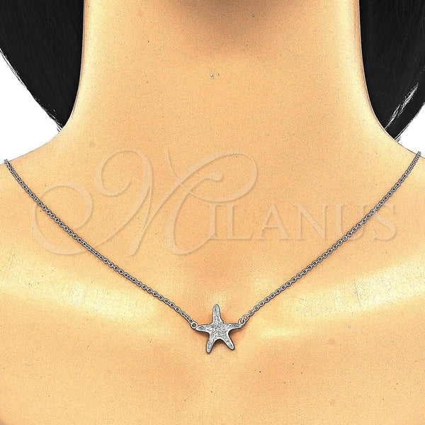 Collares con Dije 04.336.0101.16 Plata Rodinada, con Zirconia Cubica Blanca, Pulido, Rodinado (Grosor 01 MM, 16 Pulgadas de Largo)