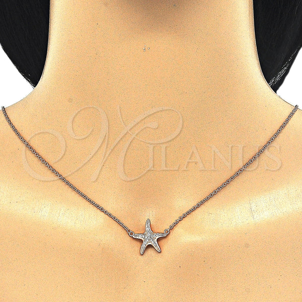 Collares con Dije 04.336.0101.1.16 Plata Rodinada, con Zirconia Cubica Blanca, Pulido, Tono Rosado (Grosor 01 MM, 16 Pulgadas de Largo)
