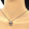 Collares con Dije 04.336.0106.16 Plata Rodinada, Diseño de Mariposa, con Zirconia Cubica Blanca, Pulido, Tres Tonos (Grosor 02 MM, 16 Pulgadas de Largo)