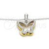 Collares con Dije 04.336.0106.16 Plata Rodinada, Diseño de Mariposa, con Zirconia Cubica Blanca, Pulido, Tres Tonos (Grosor 02 MM, 16 Pulgadas de Largo)