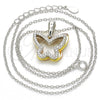 Collares con Dije 04.336.0106.16 Plata Rodinada, Diseño de Mariposa, con Zirconia Cubica Blanca, Pulido, Tres Tonos (Grosor 02 MM, 16 Pulgadas de Largo)