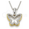 Collares con Dije 04.336.0106.16 Plata Rodinada, Diseño de Mariposa, con Zirconia Cubica Blanca, Pulido, Tres Tonos (Grosor 02 MM, 16 Pulgadas de Largo)