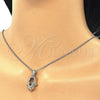 Collares con Dije 04.336.0107.18 Plata Rodinada, Diseño de Judaica y Mano de Dios, con Zirconia Cubica Blanca, Pulido, Tres Tonos (Grosor 01 MM, 18 Pulgadas de Largo)