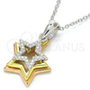 Collares con Dije 04.336.0109.16 Plata Rodinada, Diseño de Estrella, con Zirconia Cubica Blanca, Pulido, Tres Tonos (Grosor 02 MM, 16 Pulgadas de Largo)