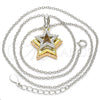 Collares con Dije 04.336.0109.16 Plata Rodinada, Diseño de Estrella, con Zirconia Cubica Blanca, Pulido, Tres Tonos (Grosor 02 MM, 16 Pulgadas de Largo)