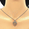 Collares con Dije 04.336.0110.16 Plata Rodinada, Diseño de Corazón, con Zirconia Cubica Blanca, Pulido, Tres Tonos (Grosor 01 MM, 16 Pulgadas de Largo)