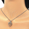 Collares con Dije 04.336.0110.16 Plata Rodinada, Diseño de Corazón, con Zirconia Cubica Blanca, Pulido, Tres Tonos (Grosor 01 MM, 16 Pulgadas de Largo)