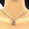 Collares con Dije 04.336.0112.18 Plata Rodinada, Diseño de Corazón, con Zirconia Cubica Blanca, Pulido, Tres Tonos (Grosor 01 MM, 18 Pulgadas de Largo)