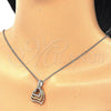 Collares con Dije 04.336.0112.18 Plata Rodinada, Diseño de Corazón, con Zirconia Cubica Blanca, Pulido, Tres Tonos (Grosor 01 MM, 18 Pulgadas de Largo)