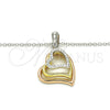 Collares con Dije 04.336.0112.18 Plata Rodinada, Diseño de Corazón, con Zirconia Cubica Blanca, Pulido, Tres Tonos (Grosor 01 MM, 18 Pulgadas de Largo)