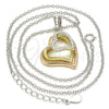 Collares con Dije 04.336.0112.18 Plata Rodinada, Diseño de Corazón, con Zirconia Cubica Blanca, Pulido, Tres Tonos (Grosor 01 MM, 18 Pulgadas de Largo)