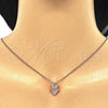 Collares con Dije 04.336.0113.1.16 Plata Rodinada, Diseño de Corona, con Zirconia Cubica Blanca, Pulido, Tono Rosado (Grosor 02 MM, 16 Pulgadas de Largo)