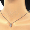 Collares con Dije 04.336.0113.1.16 Plata Rodinada, Diseño de Corona, con Zirconia Cubica Blanca, Pulido, Tono Rosado (Grosor 02 MM, 16 Pulgadas de Largo)