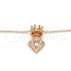 Collares con Dije 04.336.0113.1.16 Plata Rodinada, Diseño de Corona, con Zirconia Cubica Blanca, Pulido, Tono Rosado (Grosor 02 MM, 16 Pulgadas de Largo)