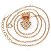 Collares con Dije 04.336.0113.1.16 Plata Rodinada, Diseño de Corona, con Zirconia Cubica Blanca, Pulido, Tono Rosado (Grosor 02 MM, 16 Pulgadas de Largo)