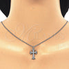 Collares con Dije 04.336.0114.16 Plata Rodinada, Diseño de Cruz, con Zirconia Cubica Blanca, Pulido, Rodinado (Grosor 02 MM, 16 Pulgadas de Largo)