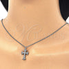 Collares con Dije 04.336.0114.16 Plata Rodinada, Diseño de Cruz, con Zirconia Cubica Blanca, Pulido, Rodinado (Grosor 02 MM, 16 Pulgadas de Largo)