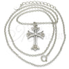 Collares con Dije 04.336.0114.16 Plata Rodinada, Diseño de Cruz, con Zirconia Cubica Blanca, Pulido, Rodinado (Grosor 02 MM, 16 Pulgadas de Largo)