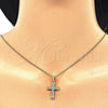 Collares con Dije 04.336.0115.2.16 Plata Rodinada, Diseño de Cruz, con Micro Pave Blanca, Pulido, Tono Dorado (Grosor 02 MM, 16 Pulgadas de Largo)