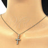 Collares con Dije 04.336.0115.2.16 Plata Rodinada, Diseño de Cruz, con Micro Pave Blanca, Pulido, Tono Dorado (Grosor 02 MM, 16 Pulgadas de Largo)