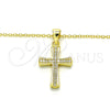 Collares con Dije 04.336.0115.2.16 Plata Rodinada, Diseño de Cruz, con Micro Pave Blanca, Pulido, Tono Dorado (Grosor 02 MM, 16 Pulgadas de Largo)
