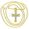 Collares con Dije 04.336.0115.2.16 Plata Rodinada, Diseño de Cruz, con Micro Pave Blanca, Pulido, Tono Dorado (Grosor 02 MM, 16 Pulgadas de Largo)