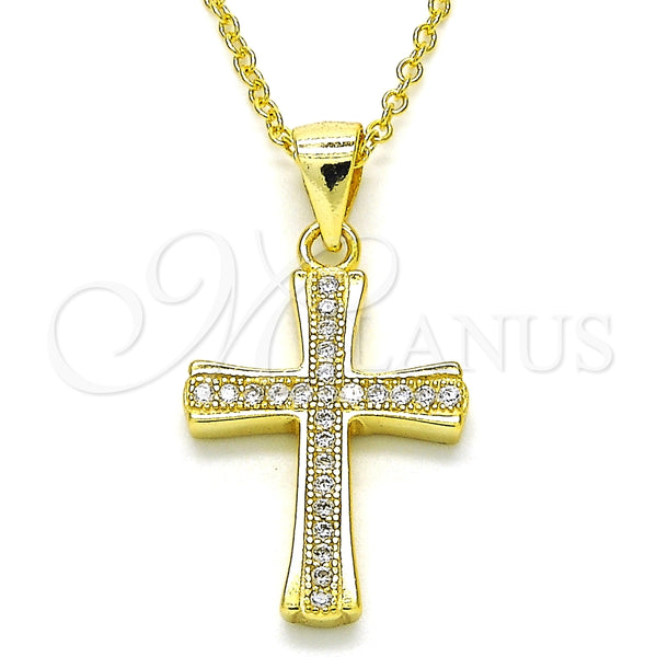 Collares con Dije 04.336.0115.2.16 Plata Rodinada, Diseño de Cruz, con Micro Pave Blanca, Pulido, Tono Dorado (Grosor 02 MM, 16 Pulgadas de Largo)